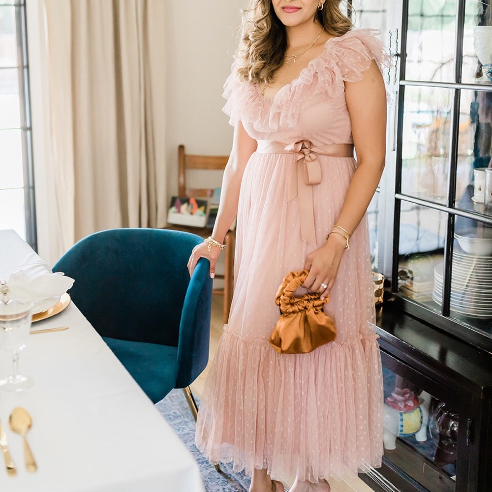 Wedding guest dress Tulle midi dress with frills UK Vita Grace.